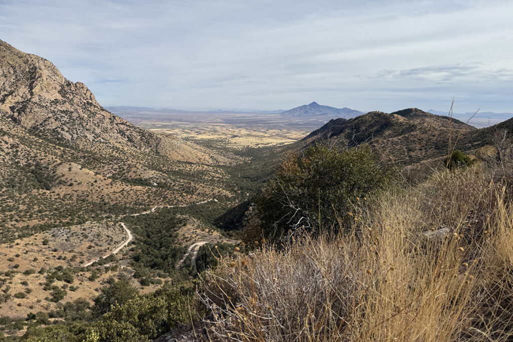 Esta imagem tirada em 30 de novembro de 2024, do passe de Montezuma, no Memorial Nacional do Coronado, no sul do Arizona, mostra o amplo vale de San Rafael, lar de uma vasta biodiversidade da fauna, incluindo os ursos pretos e o Jaguar ou ocasional, que será interrompido mais uma vez que a administração de Trump. Crédito: Anita Snow