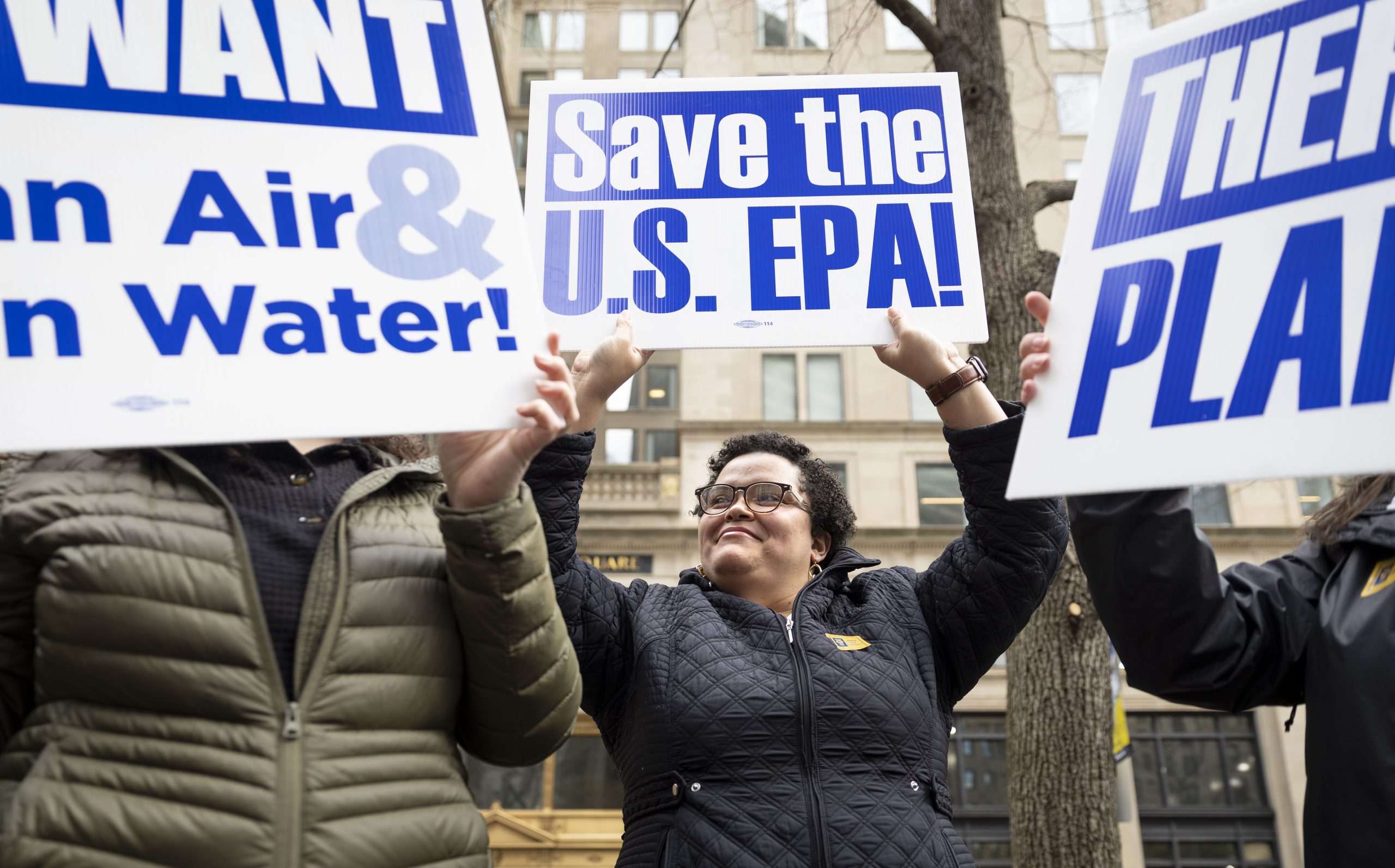 EPA civil servants from the Boston area participate in a demonstration at Angell Memorial Square on March 25, 2025. Credit: Brett Phelps/The Boston Globe via Getty Images