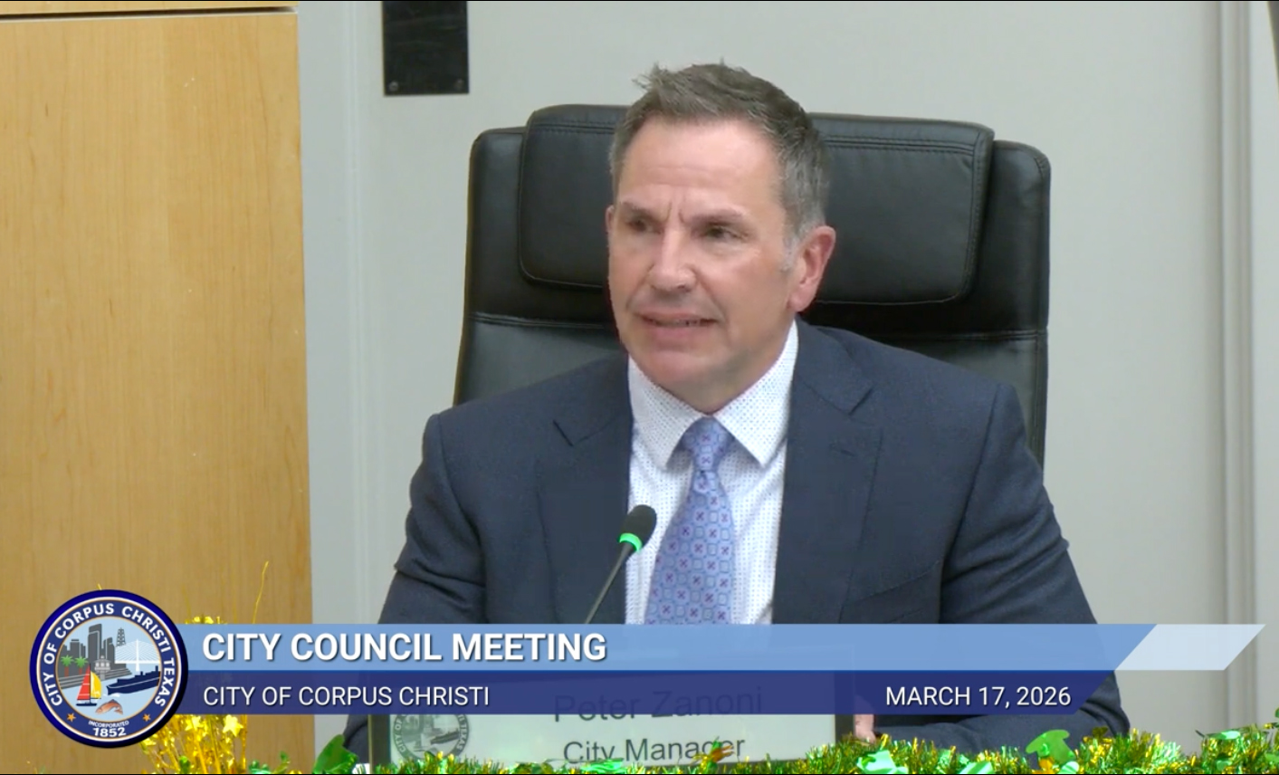 Corpus Christi City Manager Peter Zanoni speaks during a City Council meeting on Tuesday. Source: City of Corpus Christi livestream