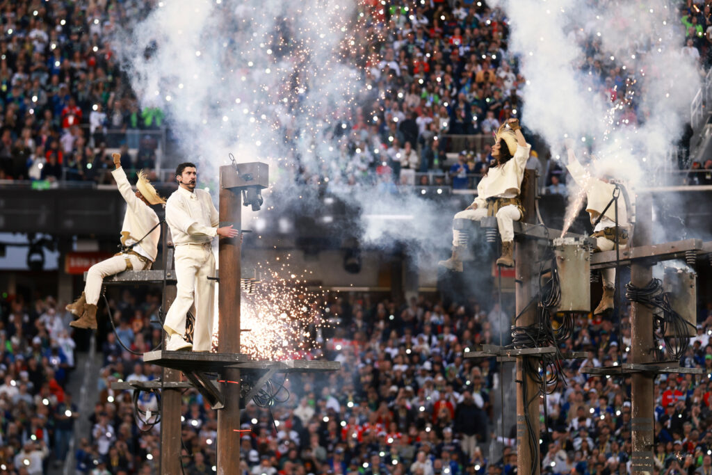 Bad Bunny performs during halftime of Super Bowl LX at Levi’s Stadium on Feb. 8 in Santa Clara, Calif. Credit: Kathryn Riley/Getty Images