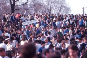 People gather for the first Earth Day event in Philadelphia on April 22, 1970. Credit: Jack Rosen/Getty Images