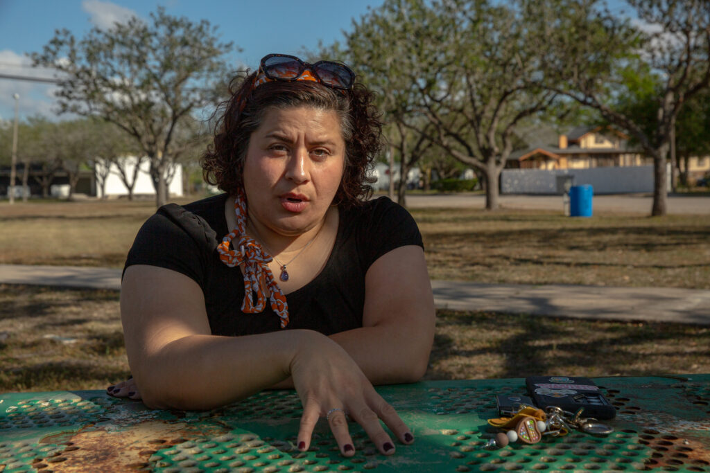 Elida Castillo, mayor of Taft, Texas, speaks at a city park on March 31. Credit: Dylan Baddour/Inside Climate News
