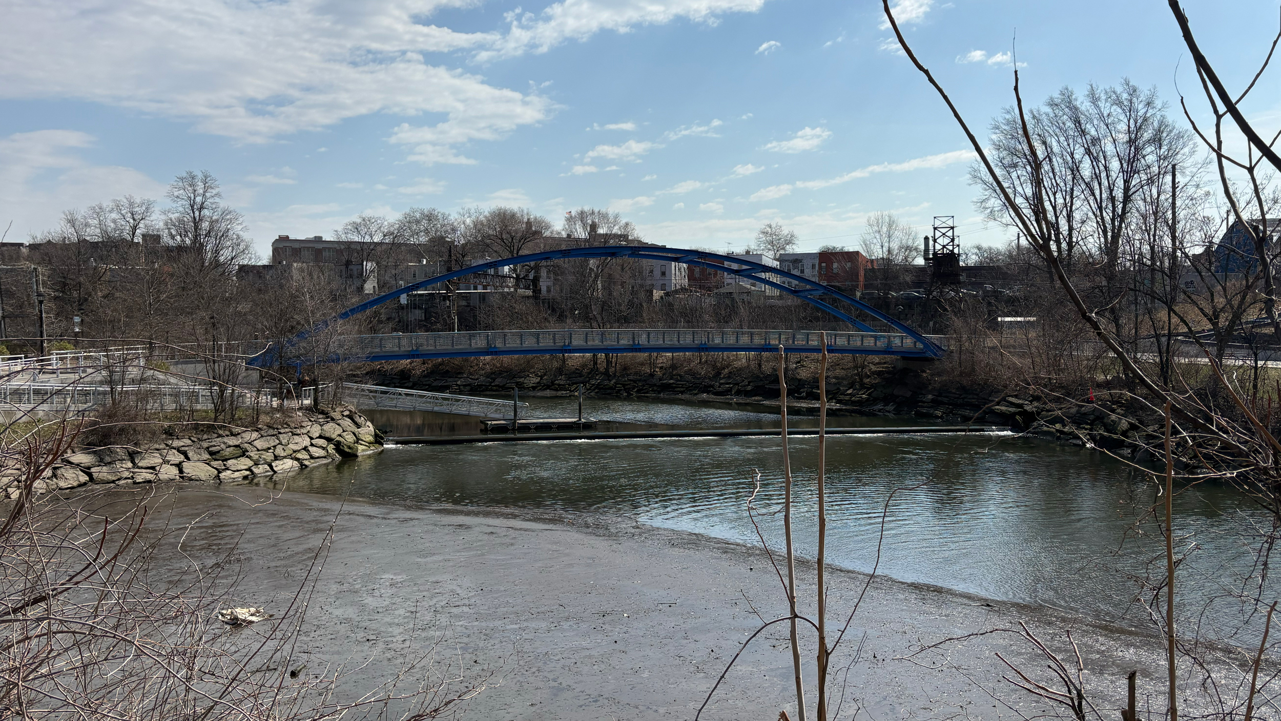 O açude em Starlight Park é a primeira barreira que o arenque do rio encontra ao subir o rio Bronx. Crédito: Lauren Dalban/Naturlink