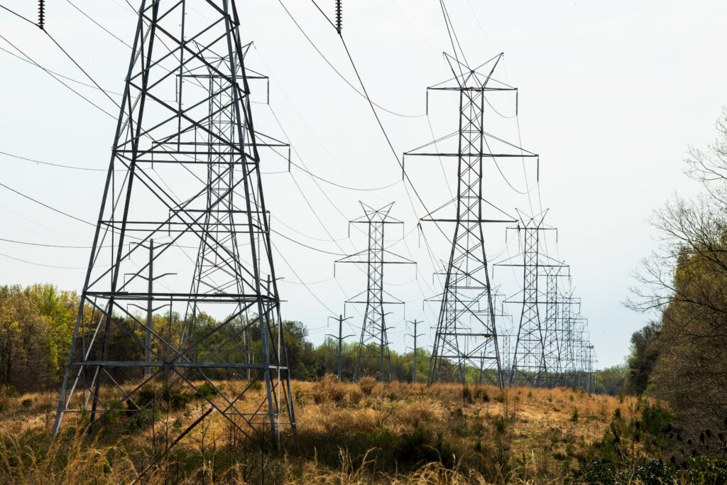 Power lines run through rural Prince George’s County in Maryland. Credit: Tom Williams/CQ-Roll Call via Getty Images
