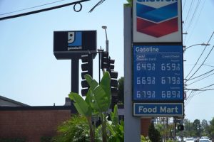 A Los Angeles gas station on April 30, 2026. Californians are reckoning with surging gas prices—the highest nationwide according to data from the motor club, AAA. Gasoline prices have surged as the war in Iran continues. Credit: Steven Rodas/Inside Climate News
