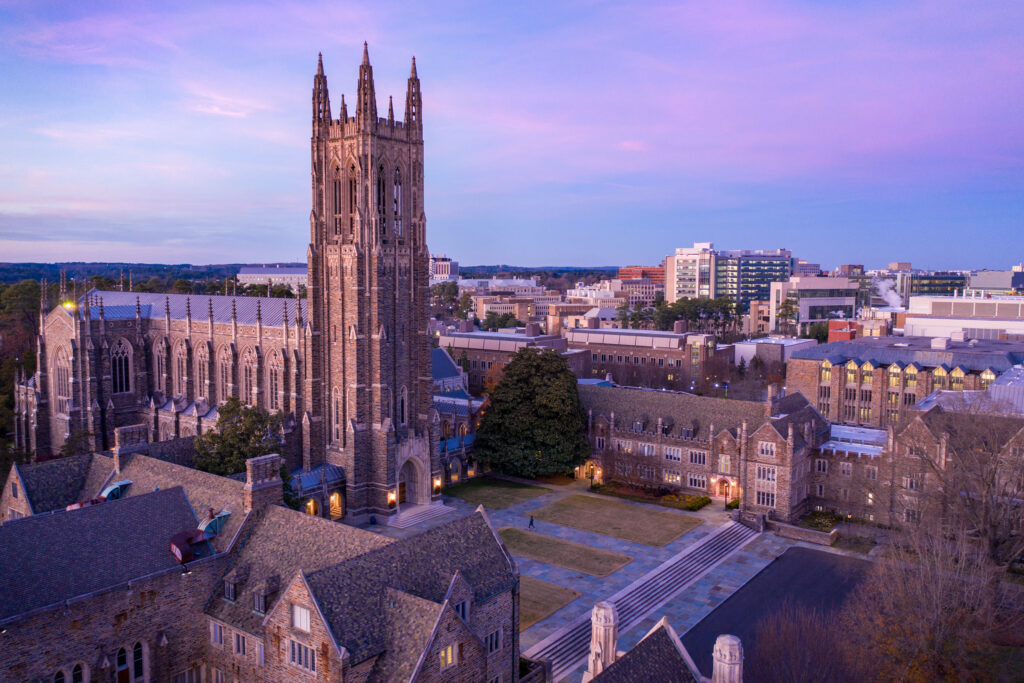 An aerial view of Duke University’s West Campus in Durham, N.C. Credit: Duke University