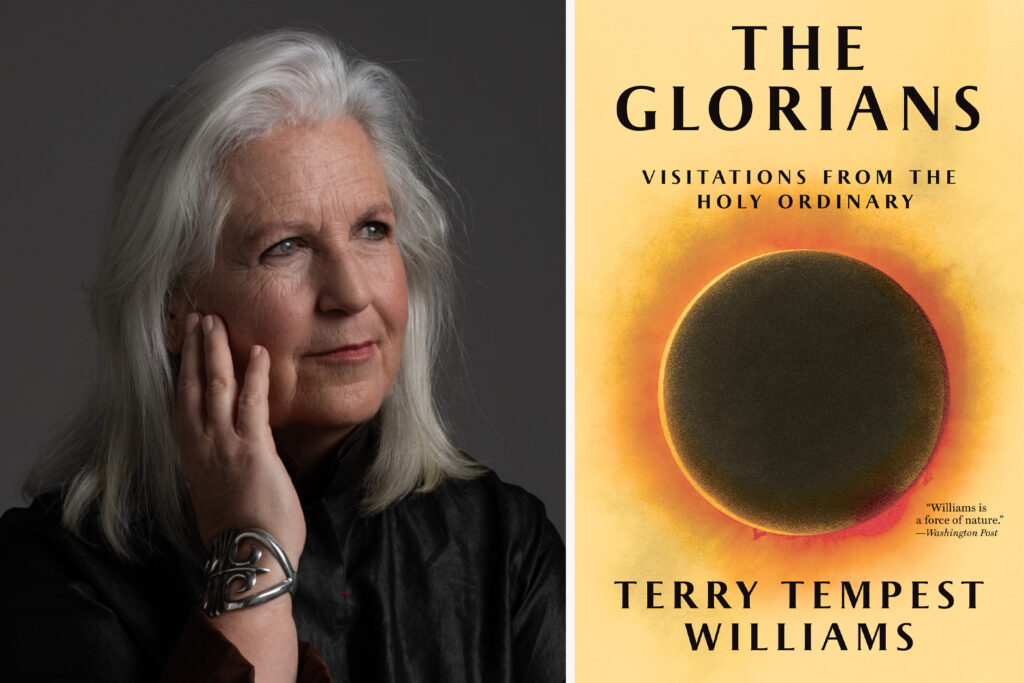 A autora Terry Tempest Williams e seu novo livro, “The Glorians: Visitations from the Holy Ordinary”. Crédito da foto: Barb Kinney