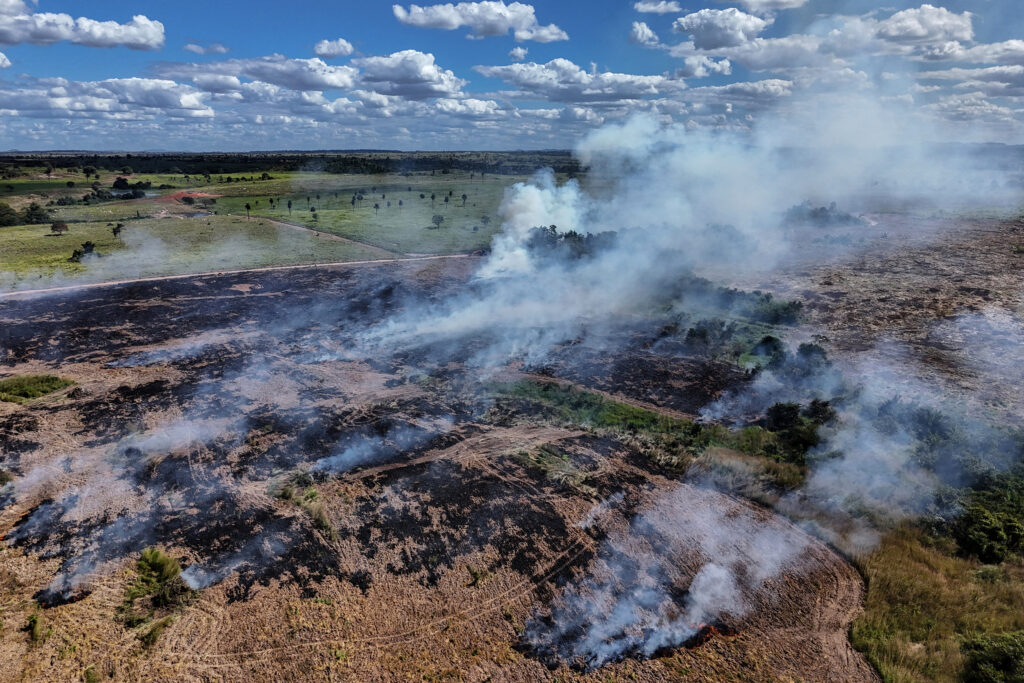 A field fire burns in Pará, Brazil, within the Amazon rainforest on June 16, 2025. Credit: Ivan Pisarenko/AFP via Getty Images
