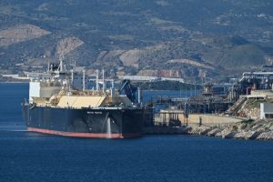 An LNG tanker from the United States unloads at a terminal near Athens, Greece, on Dec. 27, 2025. Credit: Nicolas Koutsokostas/NurPhoto via Getty Images