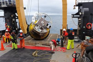 A NOAA crew retrieves an Ocean Station Papa buoy in the Gulf of Alaska. Credit: Laura Dwyer/NOAA