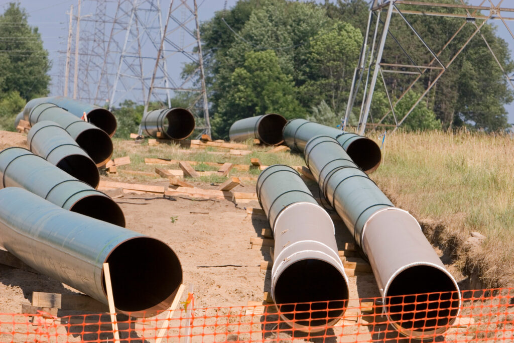 The construction site of a natural gas pipeline. Credit: Jim West/UCG/Universal Images Group via Getty Images