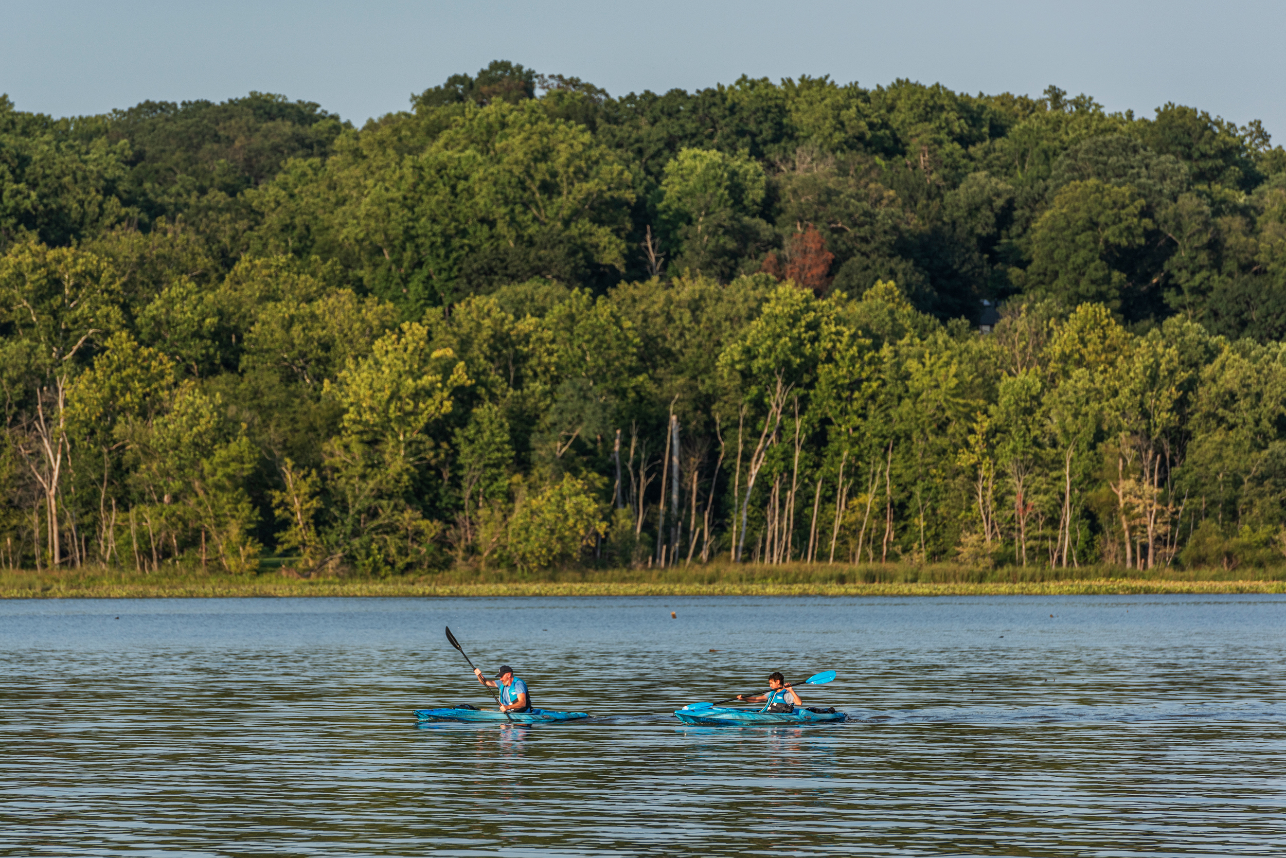 Caiaques remam em Piscataway Creek em Accokeek, Maryland. Crédito: Craig Hudson/The Washington Post via Getty Images