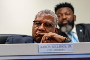 Bessemer Mayor Kenneth Gulley at a City Council meeting in July 2025, where he did not speak after signing a non-disclosure agreement with the Project Marvel developer. Credit: Lee Hedgepeth/Inside Climate News