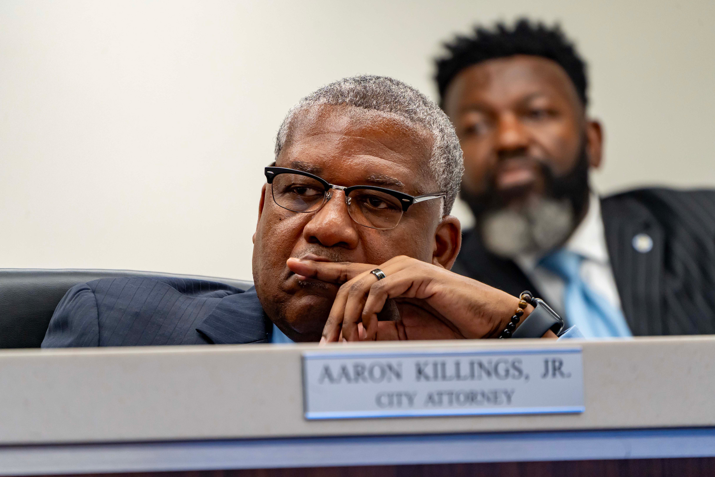 Bessemer Mayor Kenneth Gulley at a City Council meeting in July 2025, where he did not speak after signing a non-disclosure agreement with the Project Marvel developer. Credit: Lee Hedgepeth/Inside Climate News