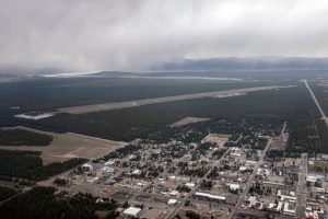Precipitation falls near the town of West Yellowstone, Mont., on May 16. Credit: Mario Tama/Getty Images