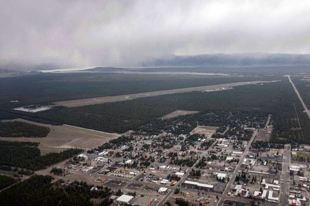 Precipitation falls near the town of West Yellowstone, Mont., on May 16. Credit: Mario Tama/Getty Images