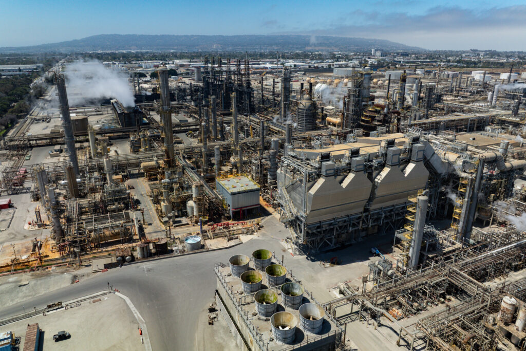 An oil refinery in Torrance, Calif., is seen on June 15. Credit: Kayla Bartkowski/Los Angeles Times via Getty Images