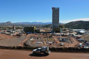 Construction is seen at the two mine shafts for South32’s Hermosa project in Patagonia, Ariz., on Feb. 18. Credit: Wyatt Myskow/Inside Climate News