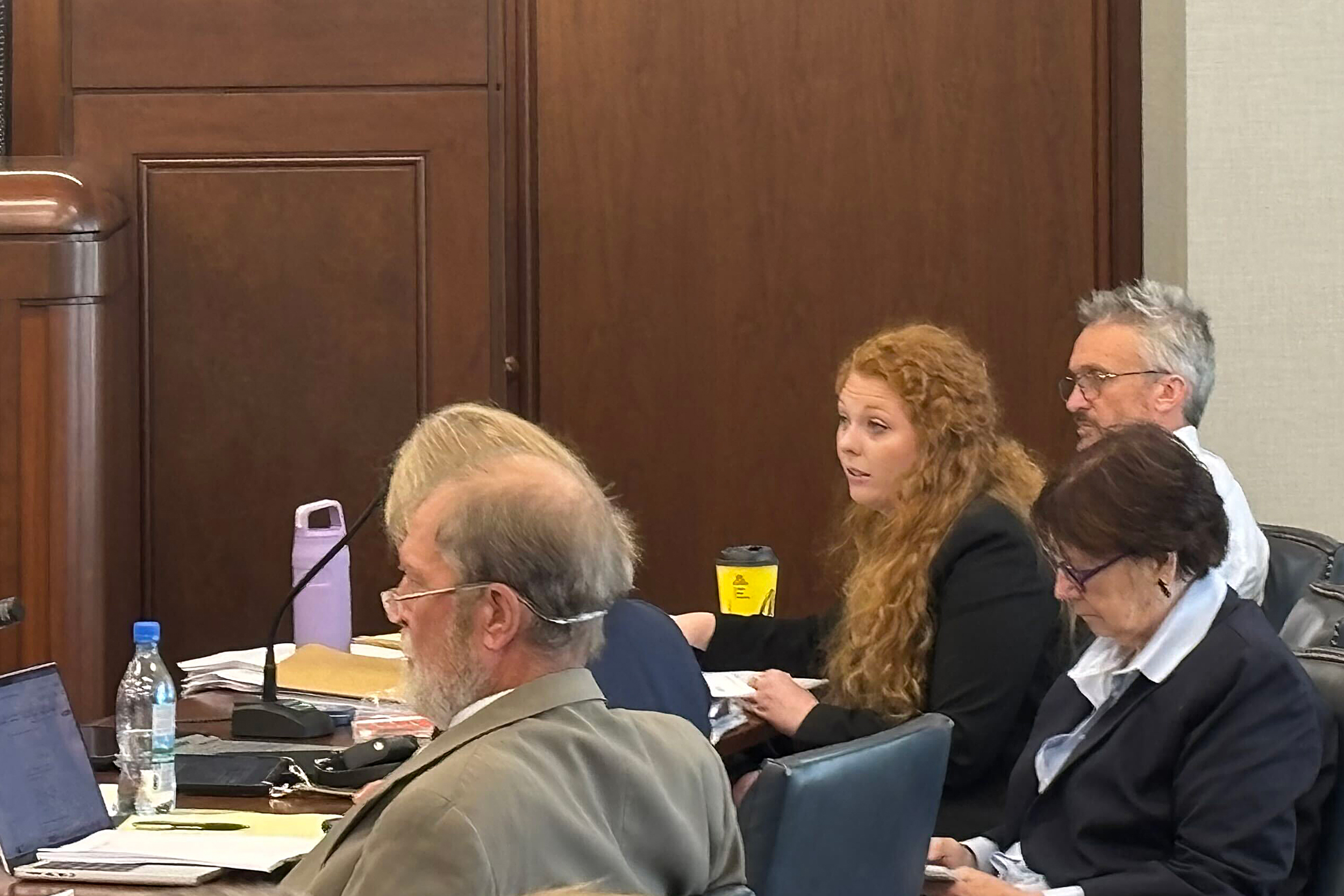 Assistant Attorney General Lindsay Barton questions witnesses from Spire during an Alabama Public Service Commission hearing on Thursday. Credit: Dennis Pillion/Inside Climate News