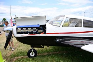 A 1964 Piper Comanche 400 is seen at the Experimental Aircraft Association’s AirVenture in Oshkosh, Wisc. The average single engine piston aircraft age is 50 years old. Credit: Andrew Liu/Inside Climate News