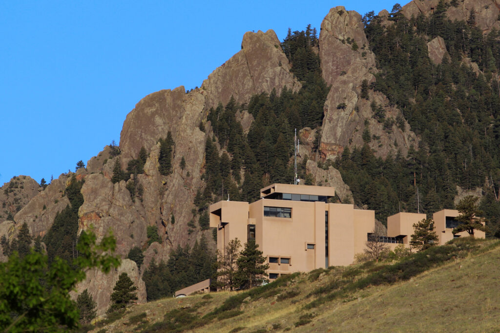 The headquarters of the National Center for Atmospheric Research sits on the foothills of the Rocky Mountains in Boulder, Colo. Credit: Ulysse Bellier/AFP via Getty Images