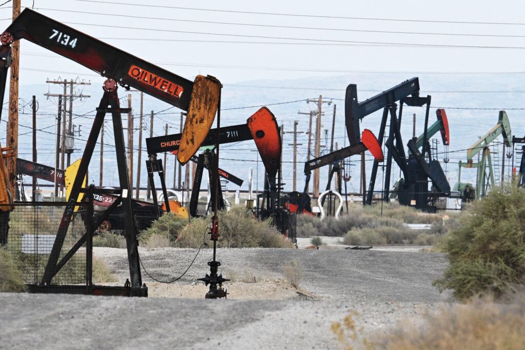 Pumpjacks lift oil from wells in Kern County, California. Credit: Robyn Beck/AFP via Getty Images