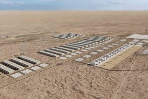 A rendering of Pacifico Energy’s GW Ranch Energy Center in Pecos County, Texas. The power plant received the largest air pollution permit in the country this year. Credit: Courtesy of Pacifico Energy