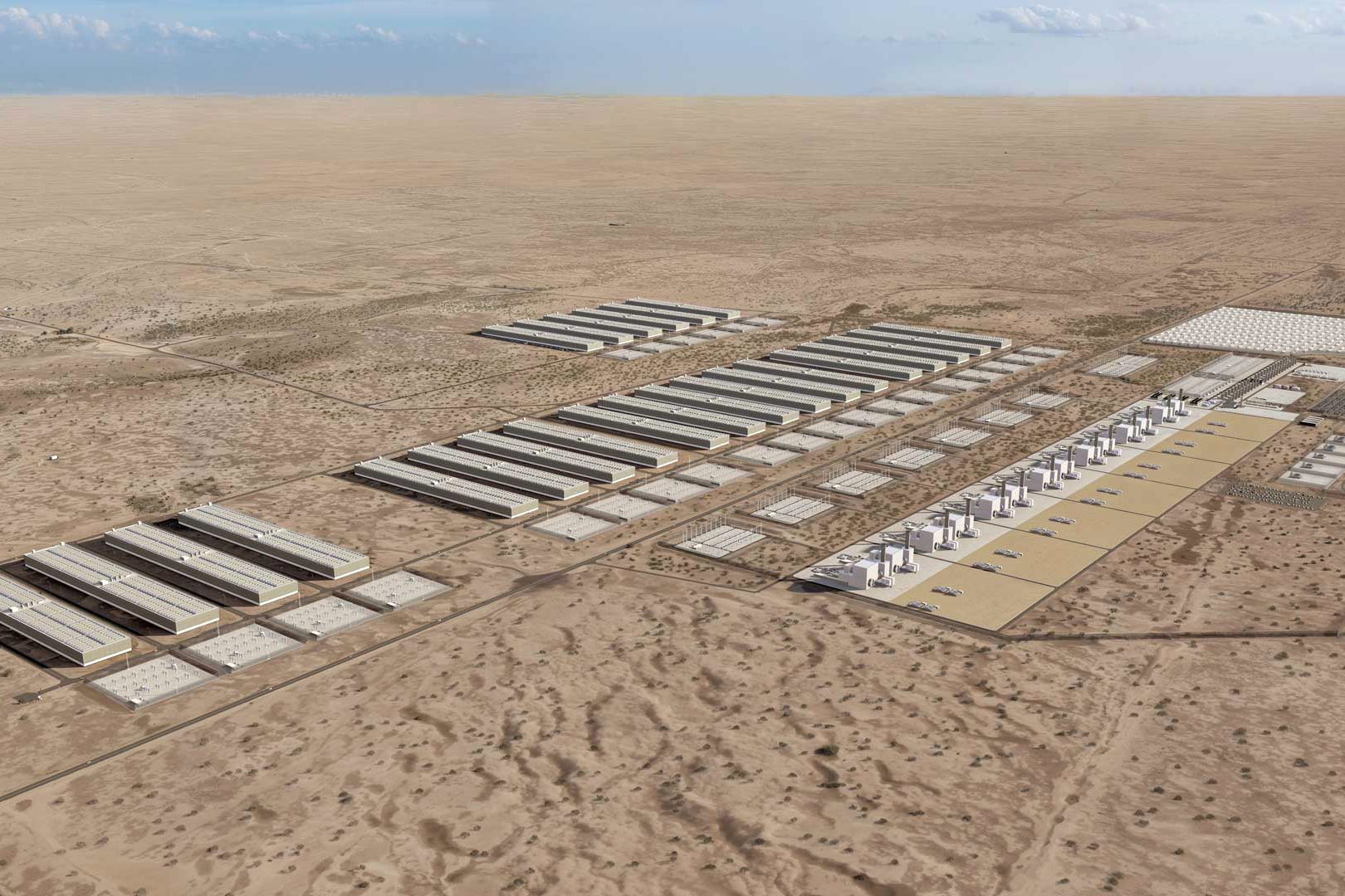 A rendering of Pacifico Energy’s GW Ranch Energy Center in Pecos County, Texas. The power plant received the largest air pollution permit in the country this year. Credit: Courtesy of Pacifico Energy
