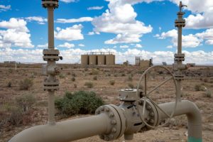 A pipeline runs through a natural gas field on federally managed land in Sublette County, Wyoming. Credit: Jim West/UCG/Universal Images Group via Getty Images