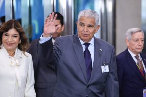 Panama’s President José Raúl Mulino arrives for the 81st General Assembly at the United Nations headquarters in New York City on Tuesday. Credit: Charly Triballeau/AFP via Getty Images