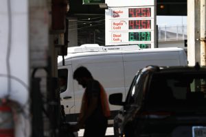 Prices are displayed at a Brooklyn gas station on Sept. 4 in New York City. Credit: Spencer Platt/Getty Images