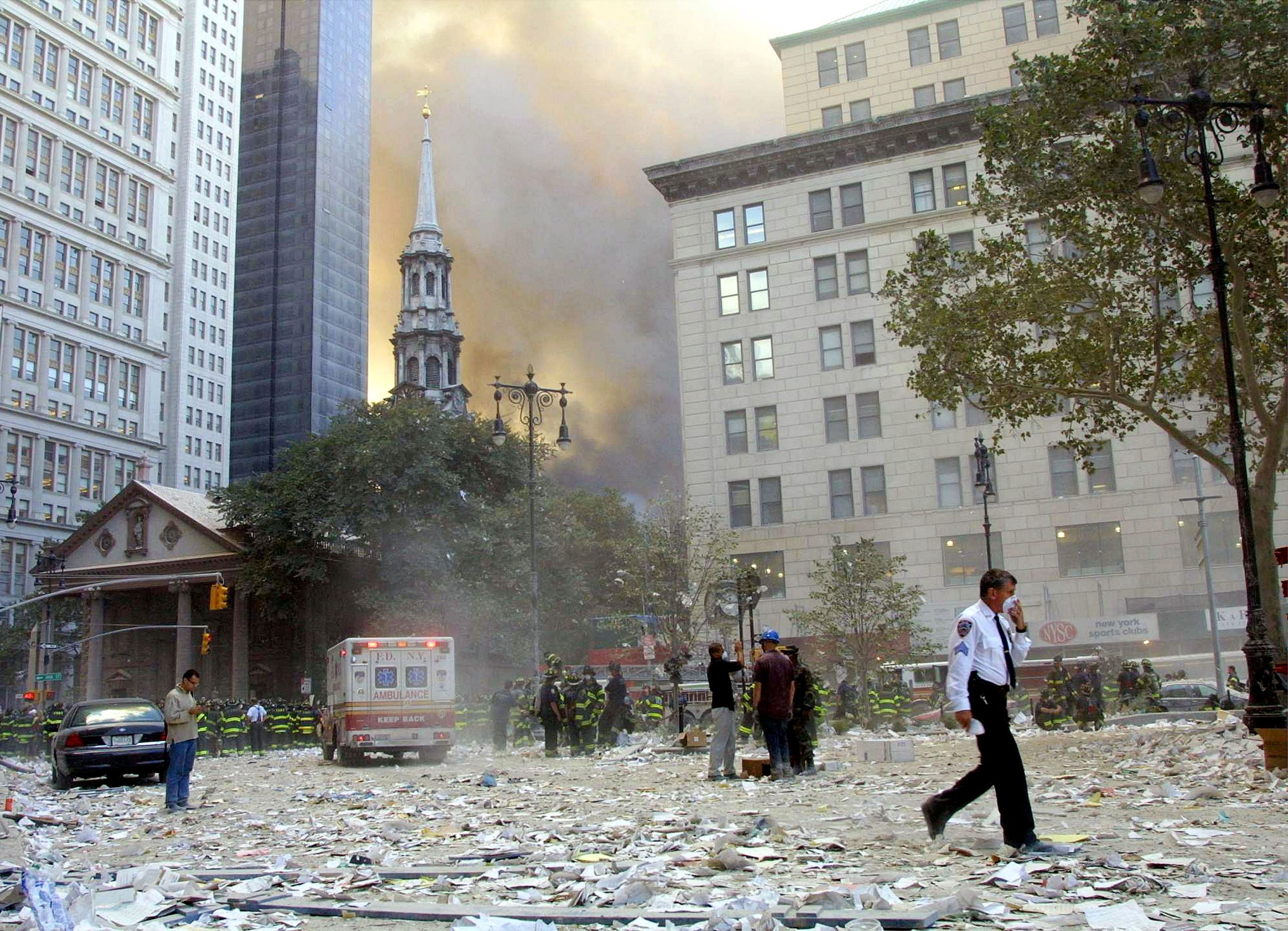 In the aftermath of the 9/11 terrorist attacks on the World Trade Center towers in New York on Sept. 11, 2001. Credit: Mario Tama/Getty Images