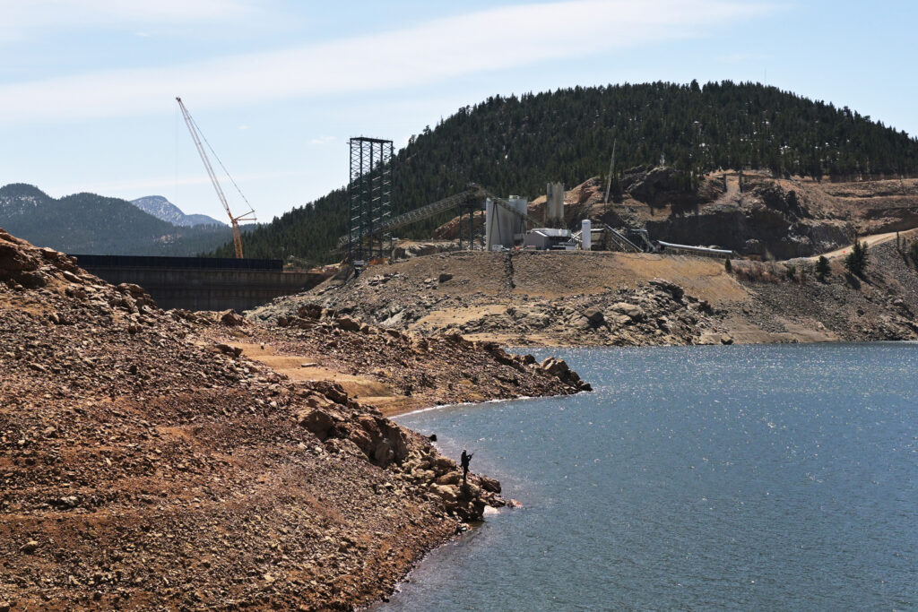 Construction at Denver Water’s Gross Reservoir expansion is seen on April 9, 2025, in Boulder County, Colorado. Credit: RJ Sangosti/MediaNews Group/The Denver Post via Getty Images