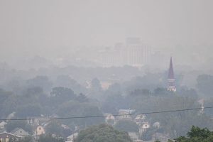 Smoke from Canadian wildfires shrouds the sky in Pringle, Pa., on June 6, 2023. Credit: Aimee Dilger/SOPA Images/LightRocket via Getty Images