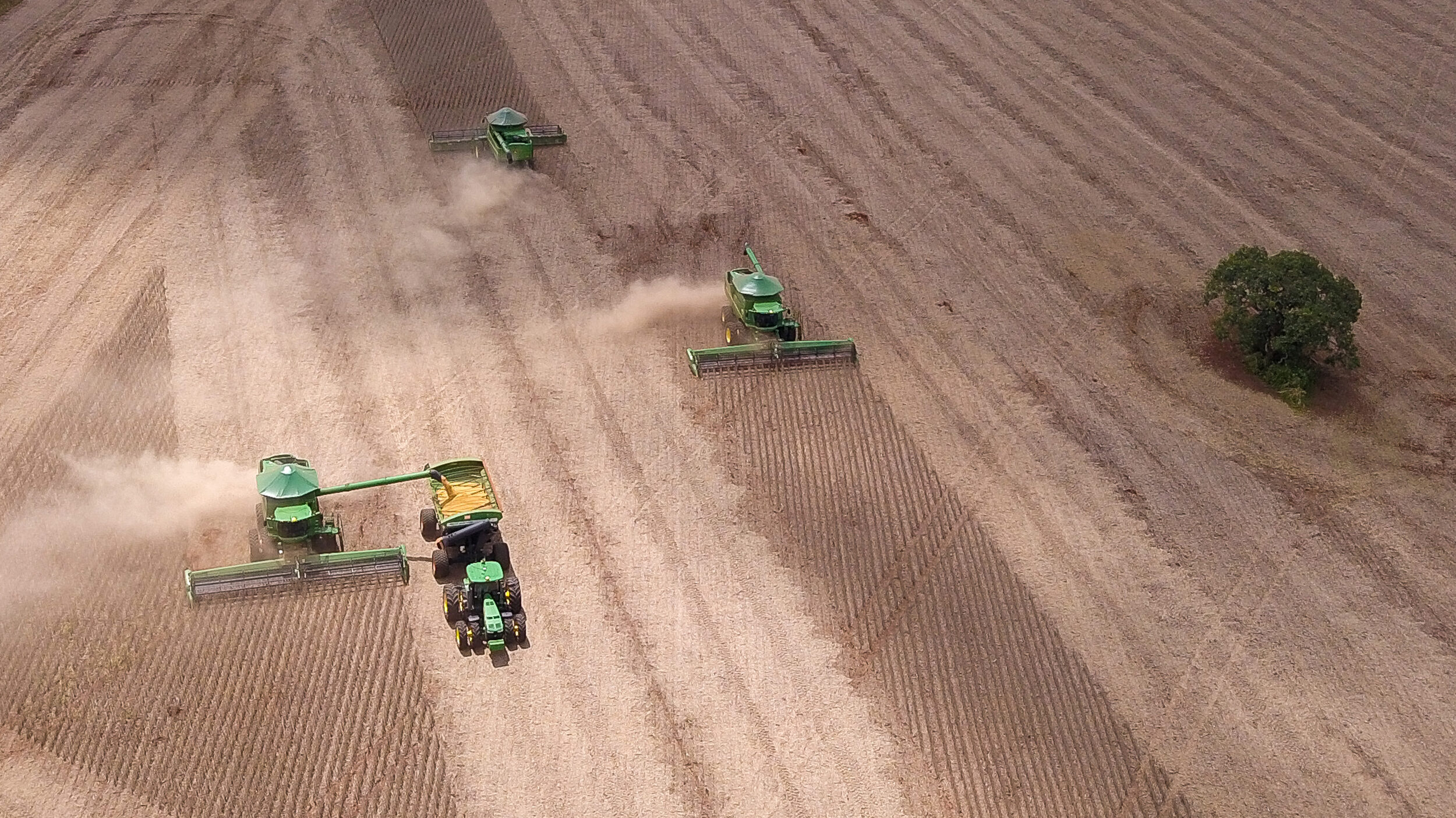 A soja é colhida em uma fazenda em Montividiu, Brasil. Crédito: Sergio Lima/AFP via Getty Images