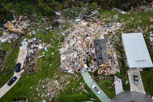 An aerial view of destroyed homes in Port St. Lucie, Fla., on Oct. 11, 2024, after a tornado hit the area. Credit: Miguel J. Rodriguez Carrillo/AFP via Getty Images