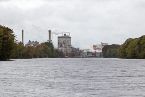 Domtar’s plant along the Roanoke River in Plymouth, N.C., makes pulp used in the production of paper hygiene products. Credit: Lisa Sorg/Inside Climate News