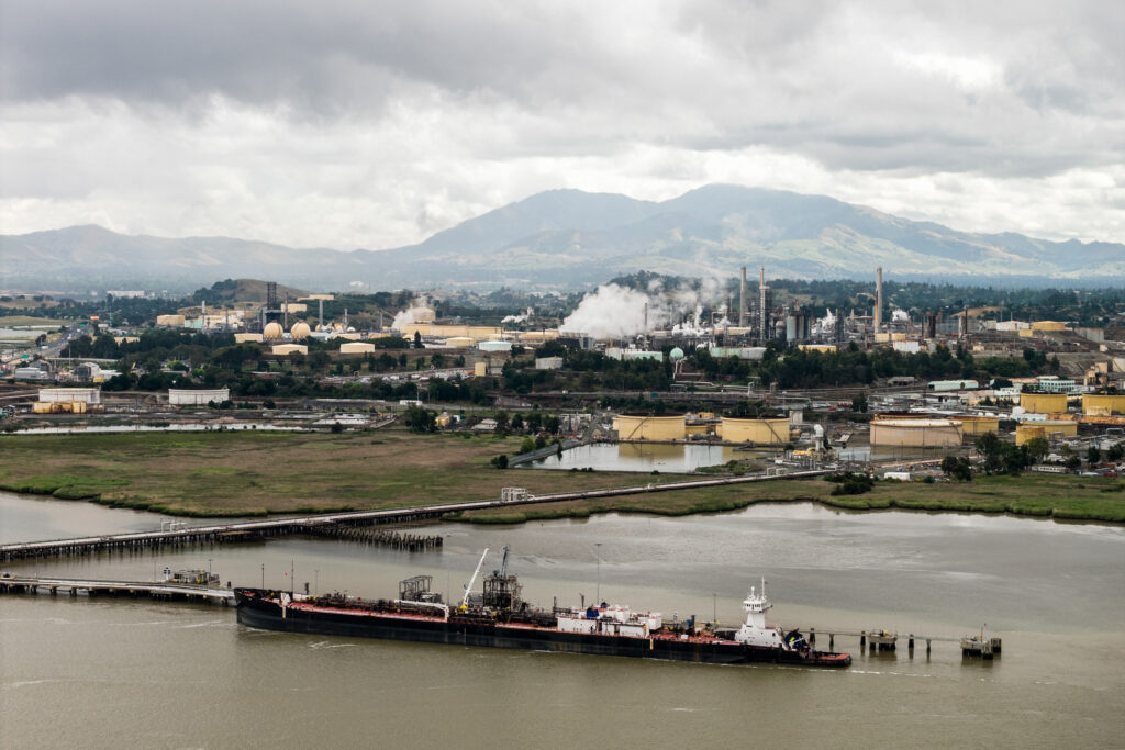Refineries operate at the Port of Martinez in California on April 22. Credit: Stephen Lam/San Francisco Chronicle via Getty Images