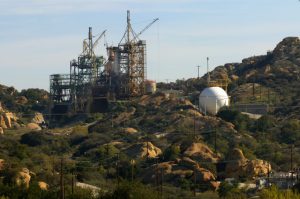 An inactive space shuttle main engine test location at the former Rocketdyne facility in the Santa Susana Mountains above Simi Valley in 2015. (Photo by Anacleto Rapping/Los Angeles Times via Getty Images)