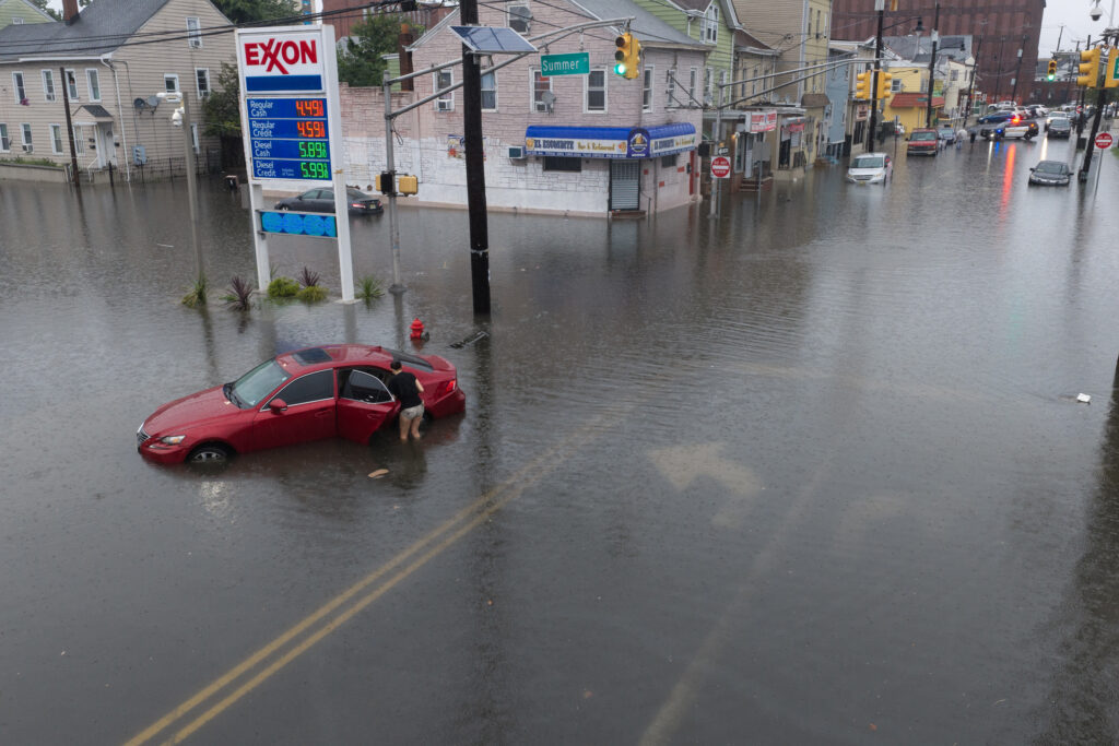 Major flooding hits Paterson, N.J., on Sept. 13. Credit: Lokman Vural Elibol/Anadolu via Getty Images