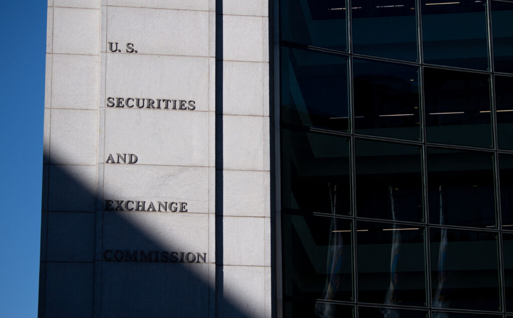 A sede da Securities and Exchange Commission (SEC) dos EUA é vista em Washington, DC, em 28 de janeiro de 2021. Crédito: Saul Loeb/AFP via Getty Images